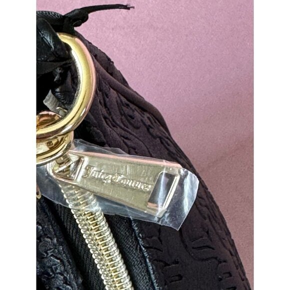 Juicy Couture Liquorice Statement Shoulder Bag Gold Hardware Textured Logo NWT - Picture 3 of 8
